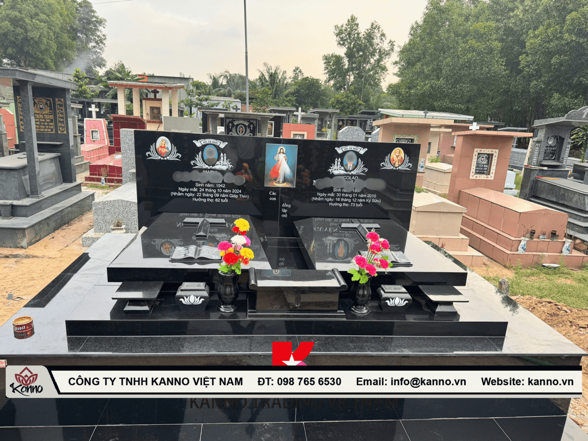 Indian Granite Double Grave in Nhon Trach, Dong Nai – December 2024 Indian granite double grave Dong Nai Indian granite memorial in Dong Nai