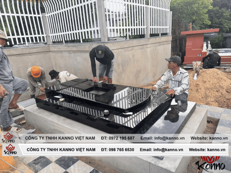 Hình ảnh thi công mộ đá hoa cương cao cấp - Kanno Việt Nam