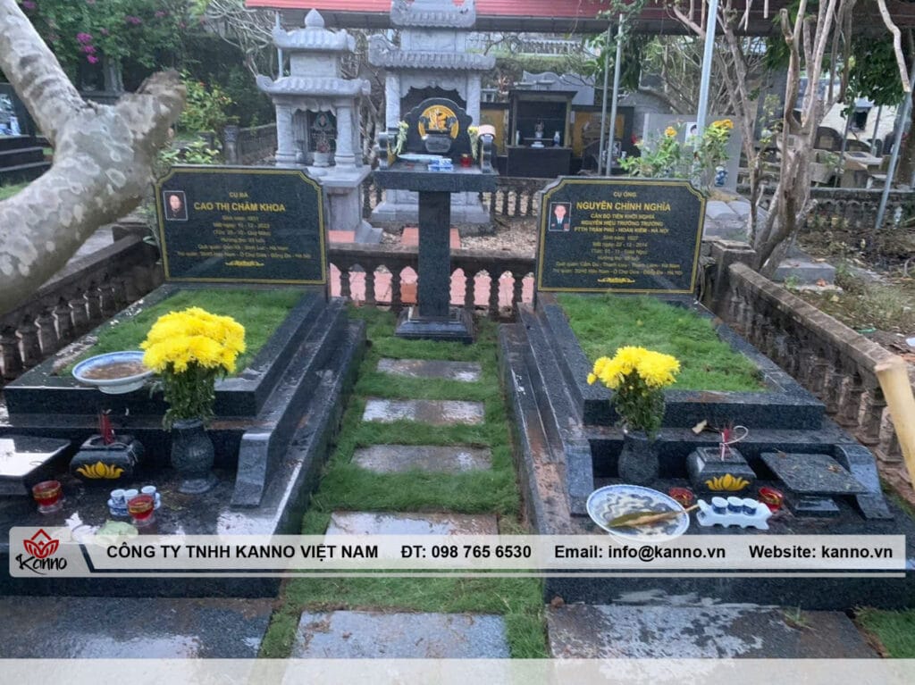 Granite Grave Installation at Vinh Hang Ba Vi – September 2024 Indian granite double grave Dong Nai Hình ảnh Thi công lắp đặt mộ đá hoa cương tại Vĩnh Hằng Ba Vì năm 2024 - Kanno Việt Nam