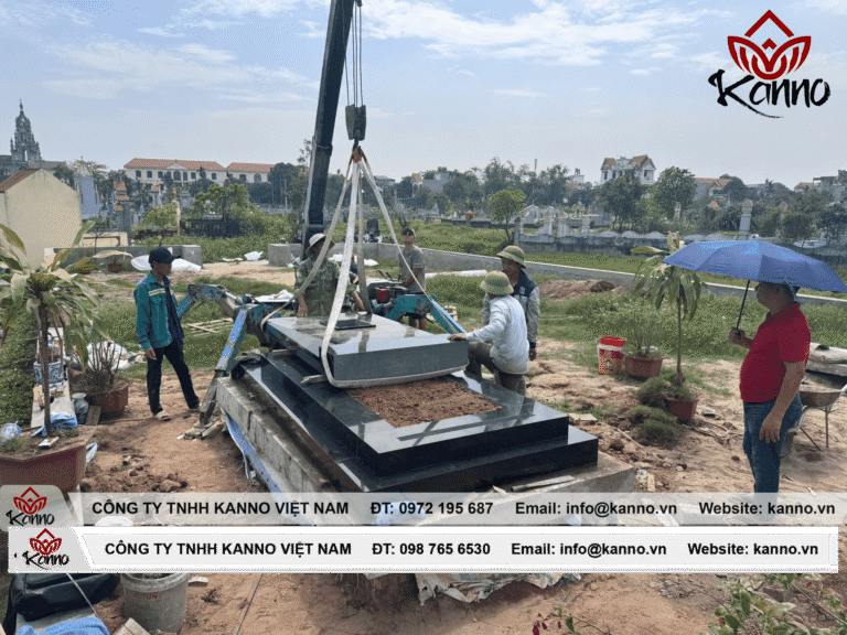 Hình ảnh thi công mộ đá của đội ngũ Kanno Việt Nam