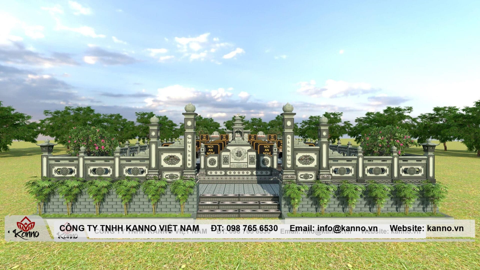 Hình ảnh Khuôn viên gia tộc đá granite đen Ấn Độ & đá xanh - Kanno Việt Nam