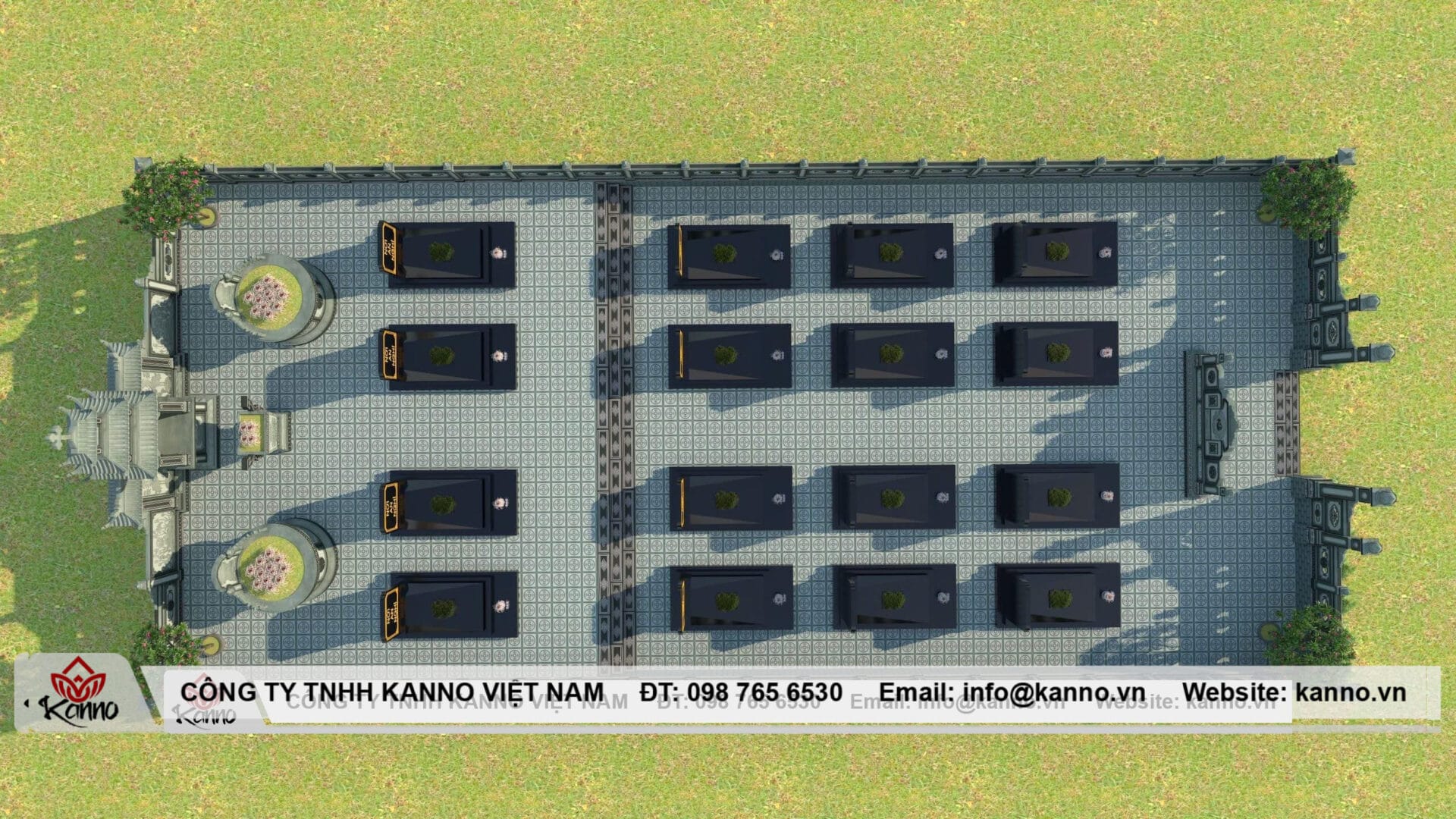 Hình ảnh Khuôn viên gia tộc đá granite đen Ấn Độ & đá xanh - Kanno Việt Nam