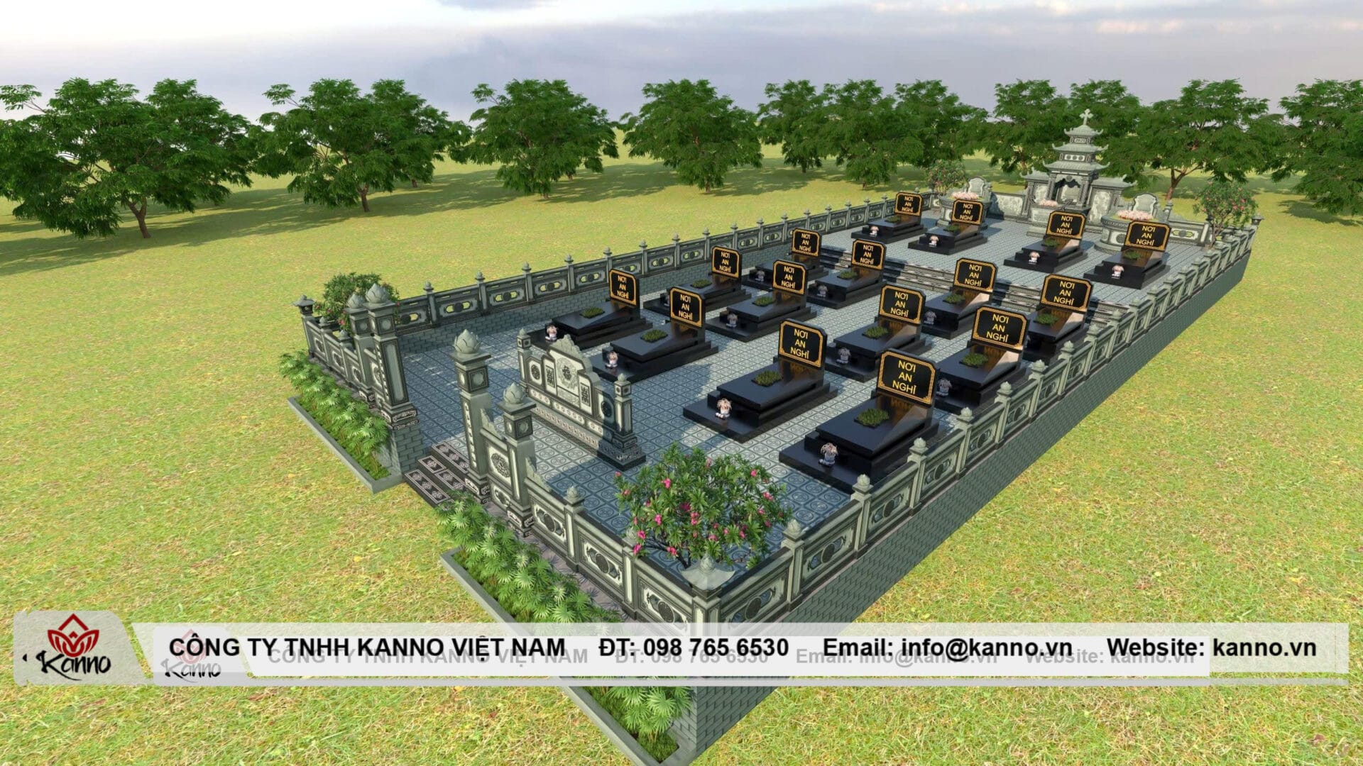 Hình ảnh Khuôn viên gia tộc đá granite đen Ấn Độ & đá xanh - Kanno Việt Nam