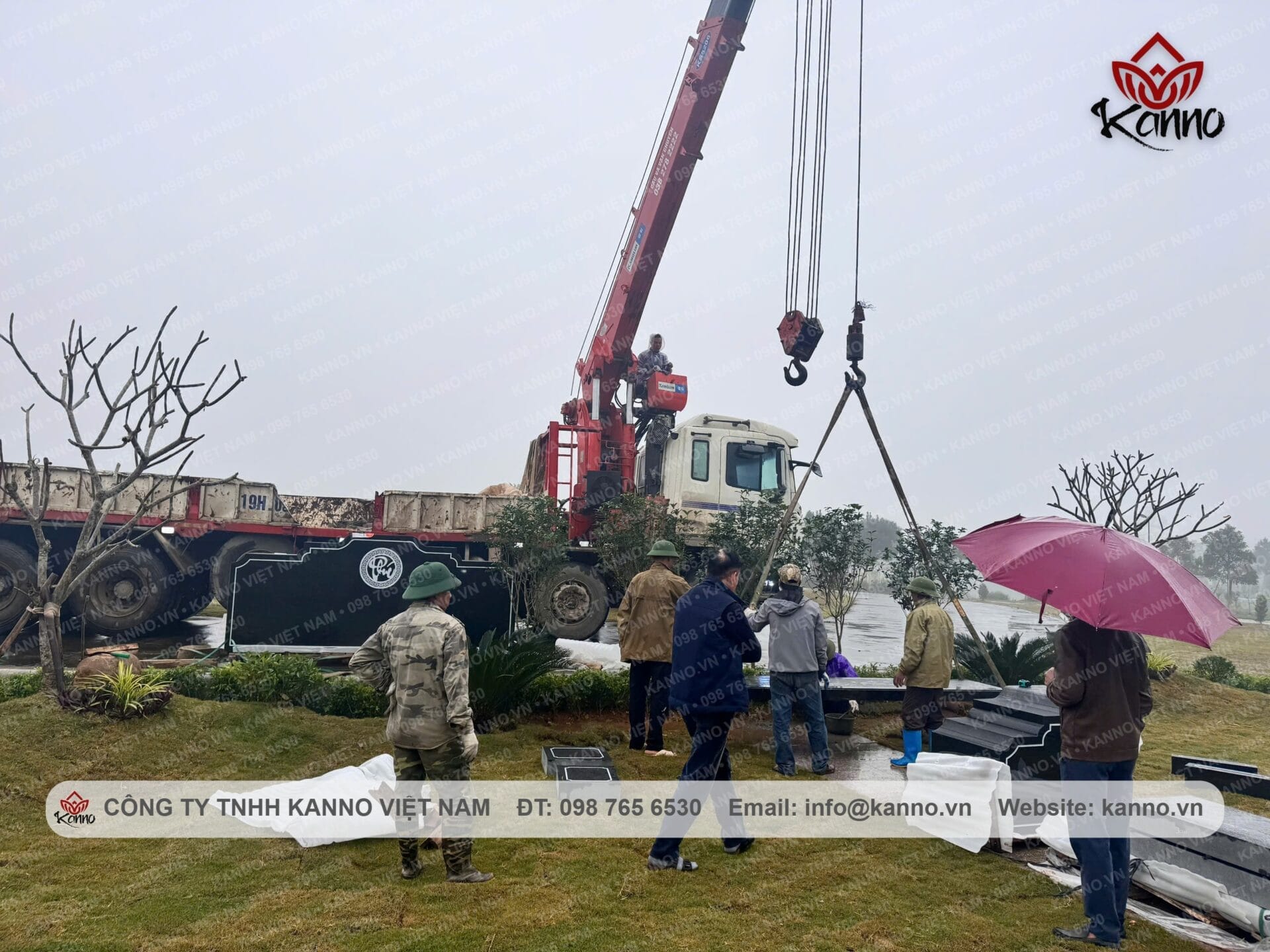 KANNO granite memorial installation at Thien Duc