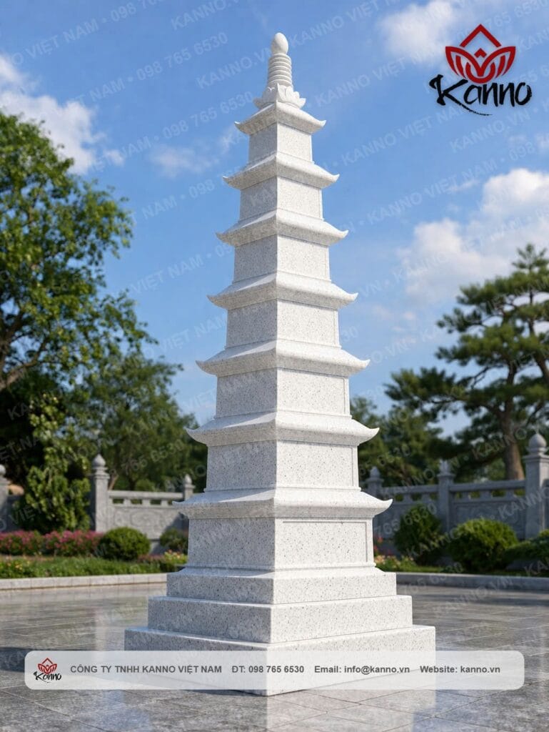 Hình ảnh Tháp lưu cốt đá tự nhiên Trắng Phù Mỹ - TH01 - Kanno Việt Nam