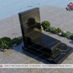 Hình ảnh Mộ đá hoa cương đen Ấn Độ bia đứng tối giản - KN03 - Kanno Việt Nam