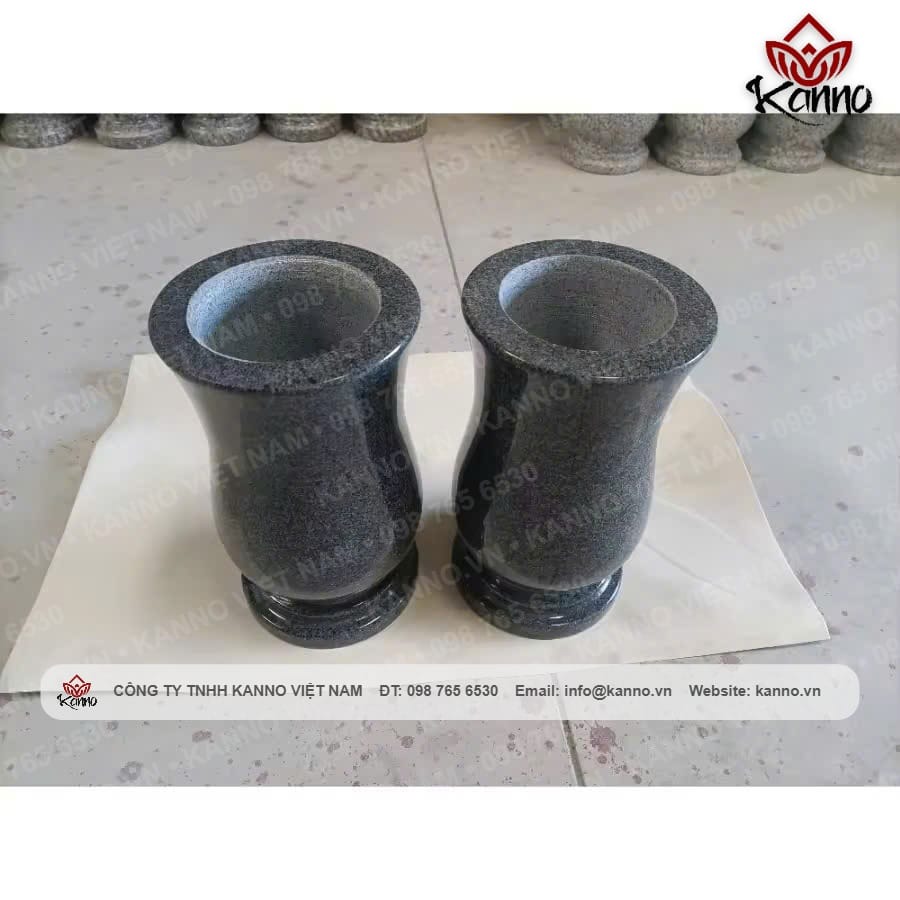 Hình ảnh Lọ hoa bằng đá Granite đen Ấn Độ cao cấp BH01 - Kanno Việt Nam