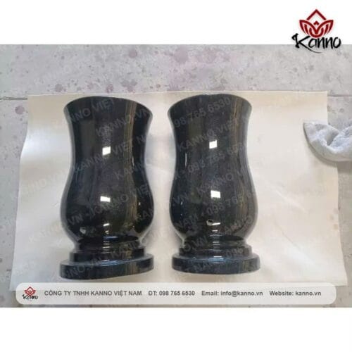 Hình ảnh Lọ hoa bằng đá Granite đen Ấn Độ cao cấp BH01 - Kanno Việt Nam
