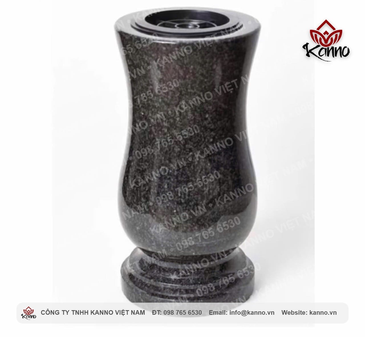 Hình ảnh Lọ hoa bằng đá Granite đen Ấn Độ cao cấp BH01 - Kanno Việt Nam