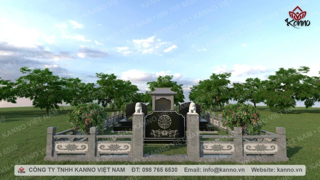 Hình ảnh Khuôn viên mộ gia đình 2 phần mộ bằng đá Granite - Kanno Việt Nam