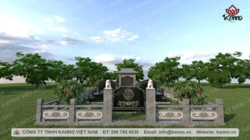 Hình ảnh Khuôn viên mộ gia đình 2 phần mộ bằng đá Granite - Kanno Việt Nam