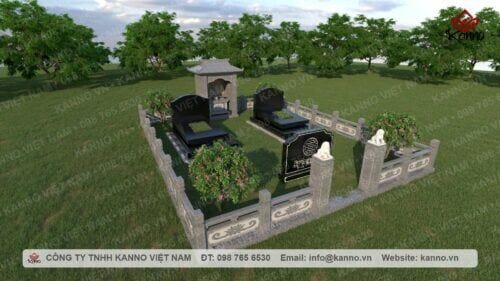 Hình ảnh Khuôn viên mộ gia đình 2 phần mộ bằng đá Granite - Kanno Việt Nam