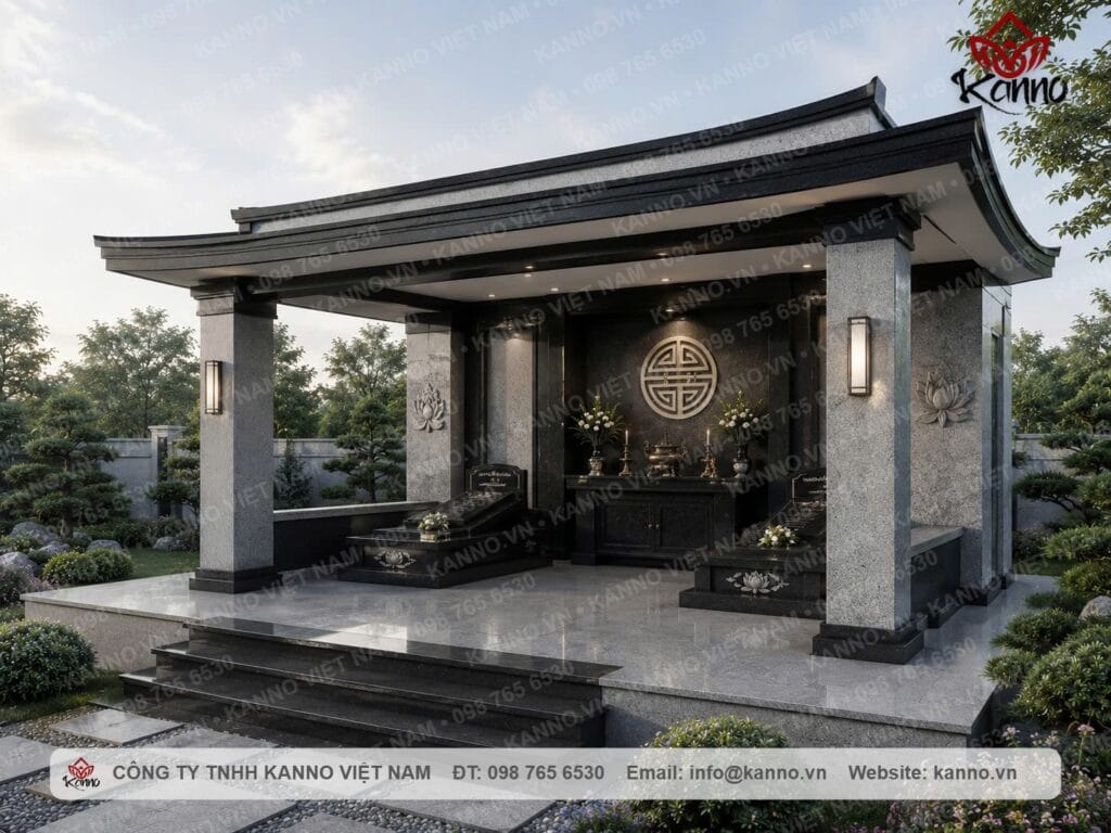 Hình ảnh Nhà mồ mái cong 2 tầng đá Granite - MC04 - Kanno Việt Nam