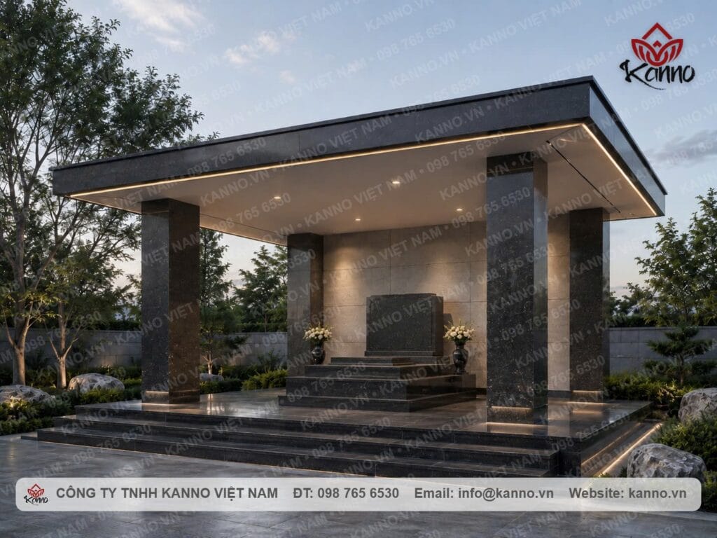 Hình ảnh Nhà mồ mái bằng 1 mộ đá Granite - MB09 - Kanno Việt Nam