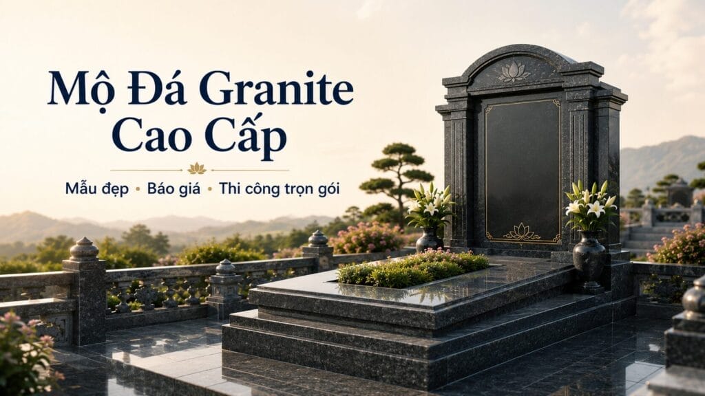 Mộ đá granite KANNO minh họa cách chọn kích thước