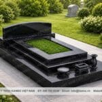 Mộ đá granite tam cấp KN02 đen Ấn Độ