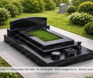 Mộ đá granite tam cấp KN02 đen Ấn Độ