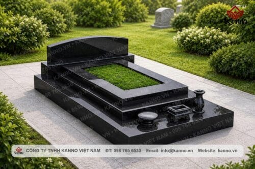 Mộ đá granite tam cấp KN02 đen Ấn Độ