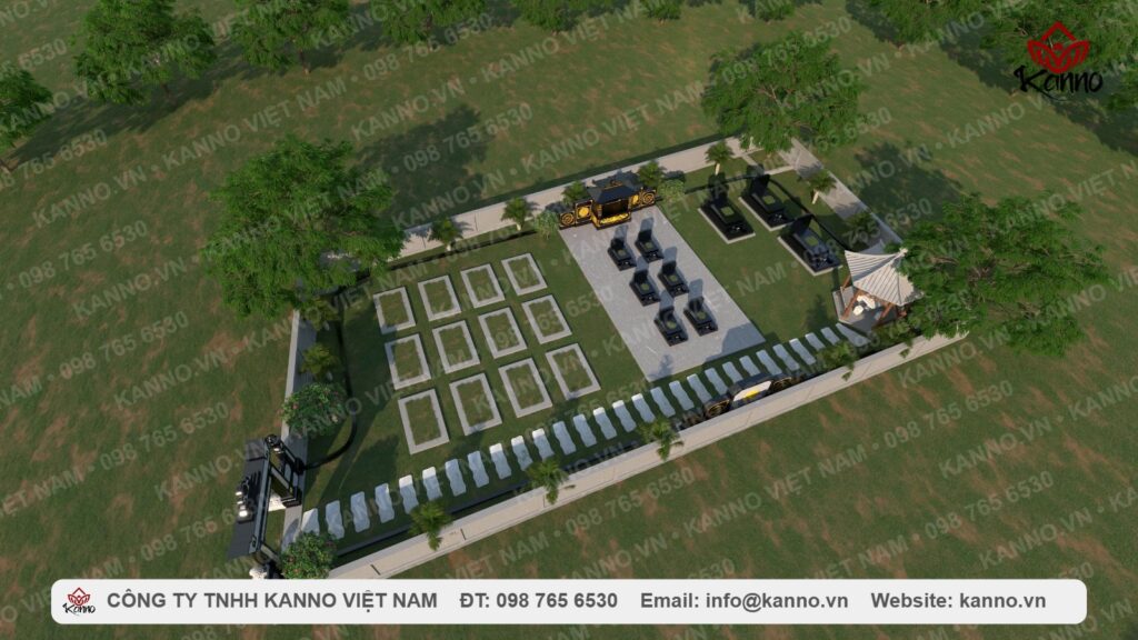 Khuôn viên mộ gia tộc diện tích lớn bằng đá Granite đen Ấn Độ