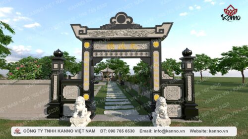 Khuôn viên mộ gia tộc diện tích lớn bằng đá Granite đen Ấn Độ