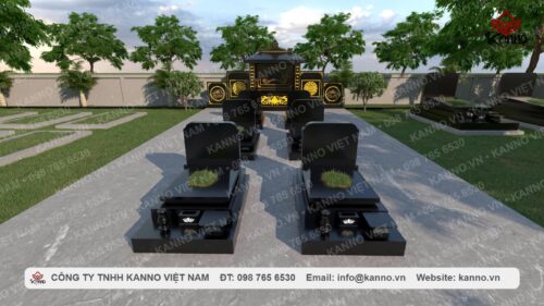 Khuôn viên mộ gia tộc diện tích lớn bằng đá Granite đen Ấn Độ
