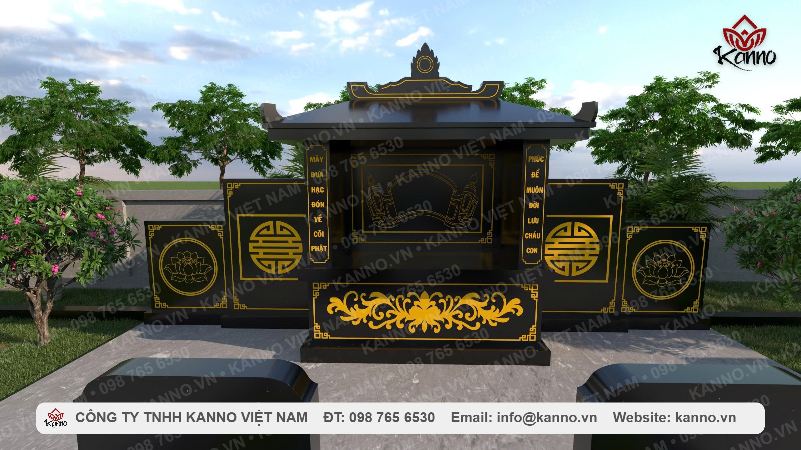 Large Family Memorial Garden in Indian Black Granite