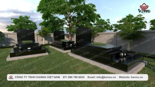 Khuôn viên mộ gia tộc diện tích lớn bằng đá Granite đen Ấn Độ