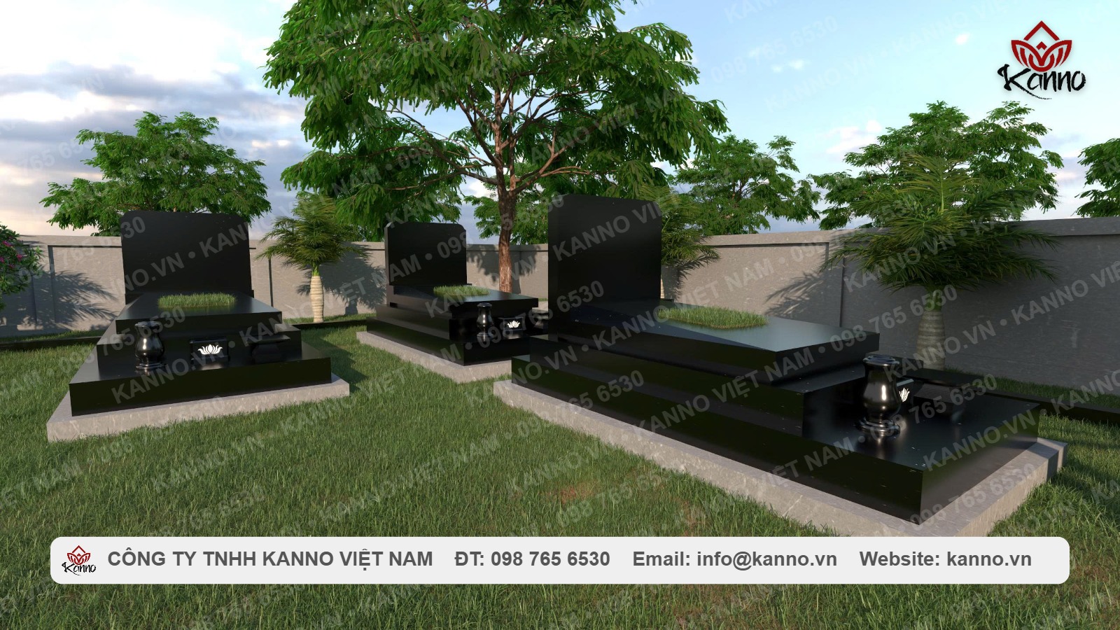 Large Family Memorial Garden in Indian Black Granite