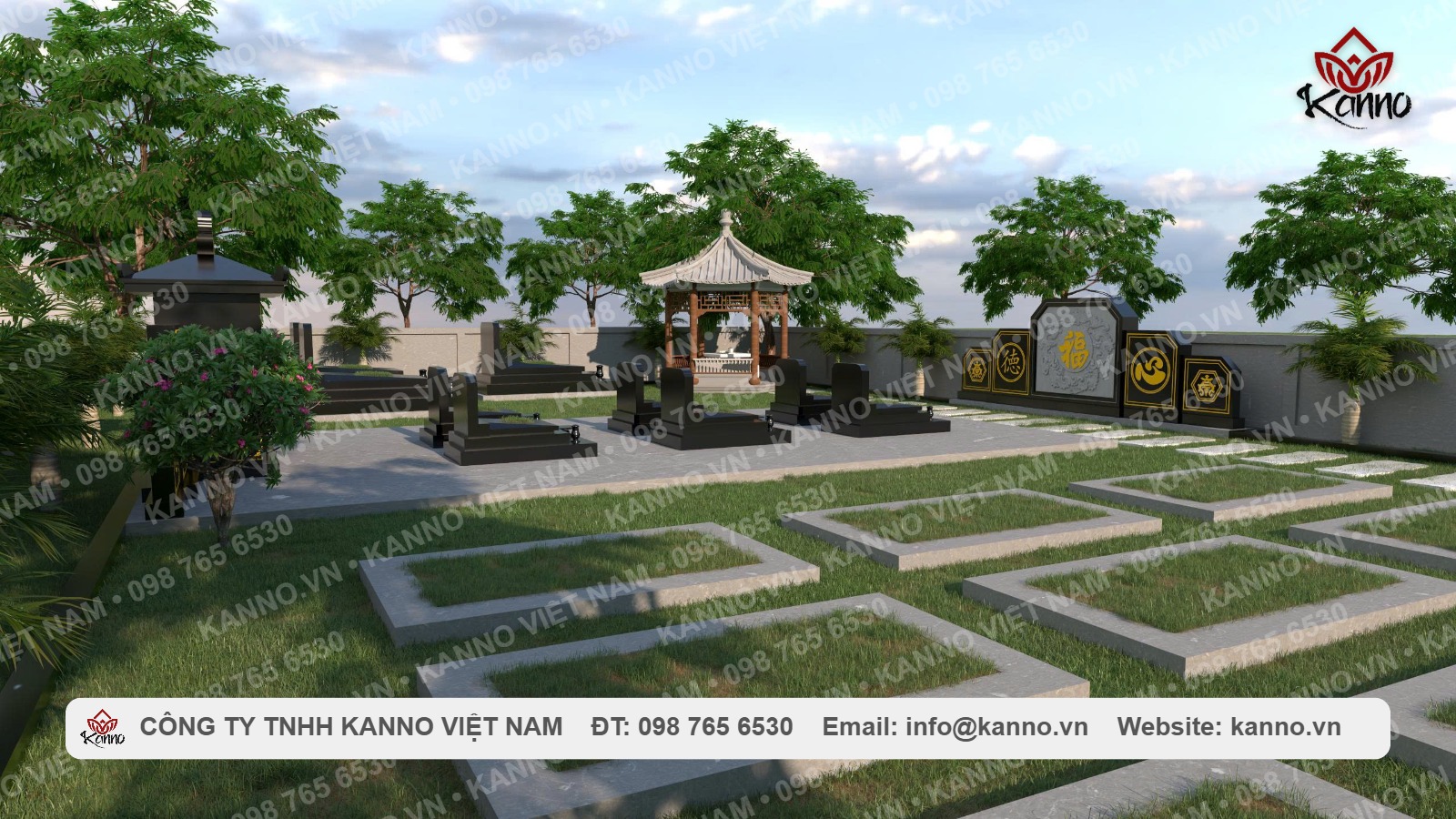 Large Family Memorial Garden in Indian Black Granite