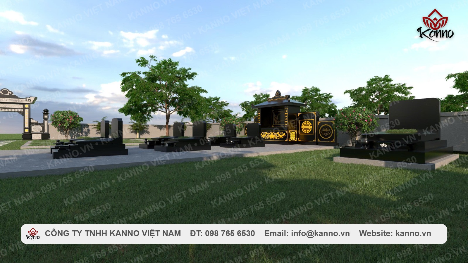 Indian Black Granite Family Memorial Garden – Large Family Memorial Garden in Indian Black Granite