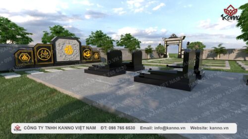 Khuôn viên mộ gia tộc diện tích lớn bằng đá Granite đen Ấn Độ