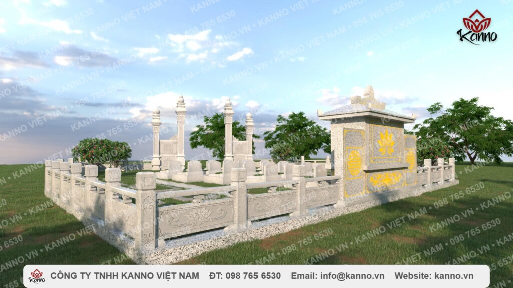 Hàng rào khuôn viên gia tộc bằng đá Trắng - KNLC03
