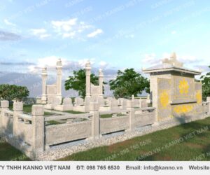 Hàng rào khuôn viên gia tộc bằng đá Trắng - KNLC03
