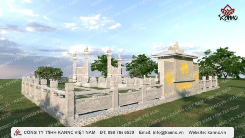 Hàng rào khuôn viên gia tộc bằng đá Trắng - KNLC03