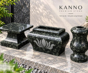 Bộ phụ kiện thờ cúng bằng đá granite Xanh Ấn Độ - PK04