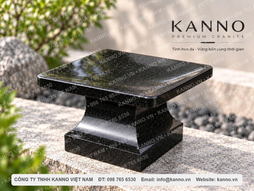 Đĩa cúng vuông bằng đá granite đen Ấn Độ - DC01