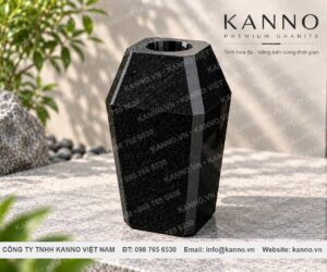 Lọ hoa lục giác bằng đá granite đen Ấn Độ - BH05