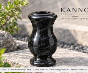 Lọ hoa tròn bằng đá granite đen Ấn Độ - BH06