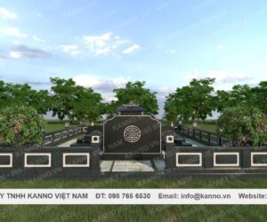 Khuôn viên 2 phần mộ bằng đá granite đen Ấn Độ - KV01
