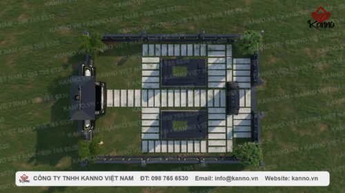 Khuôn viên 2 phần mộ bằng đá granite đen Ấn Độ - KV01