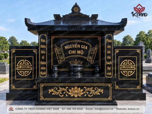 Lăng mộ đá granite đen Ấn Độ đẹp – Chuẩn chất lượng thi công Kanno Việt Nam